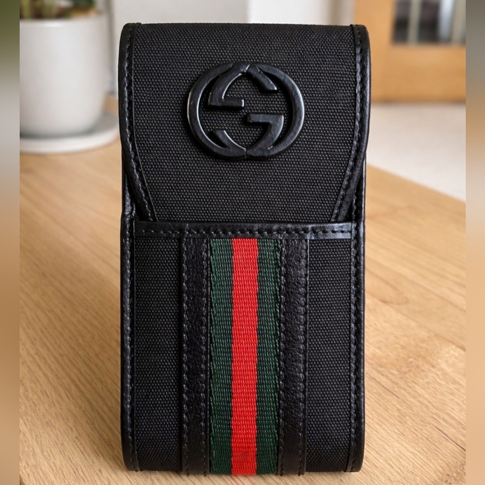 Gucci Black GG Interlocking Sherry Line Cigarette/Lipstick/Tampon Case